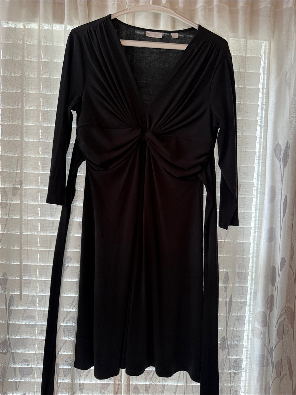 New York & Company Black Twist-Front Midi Dress